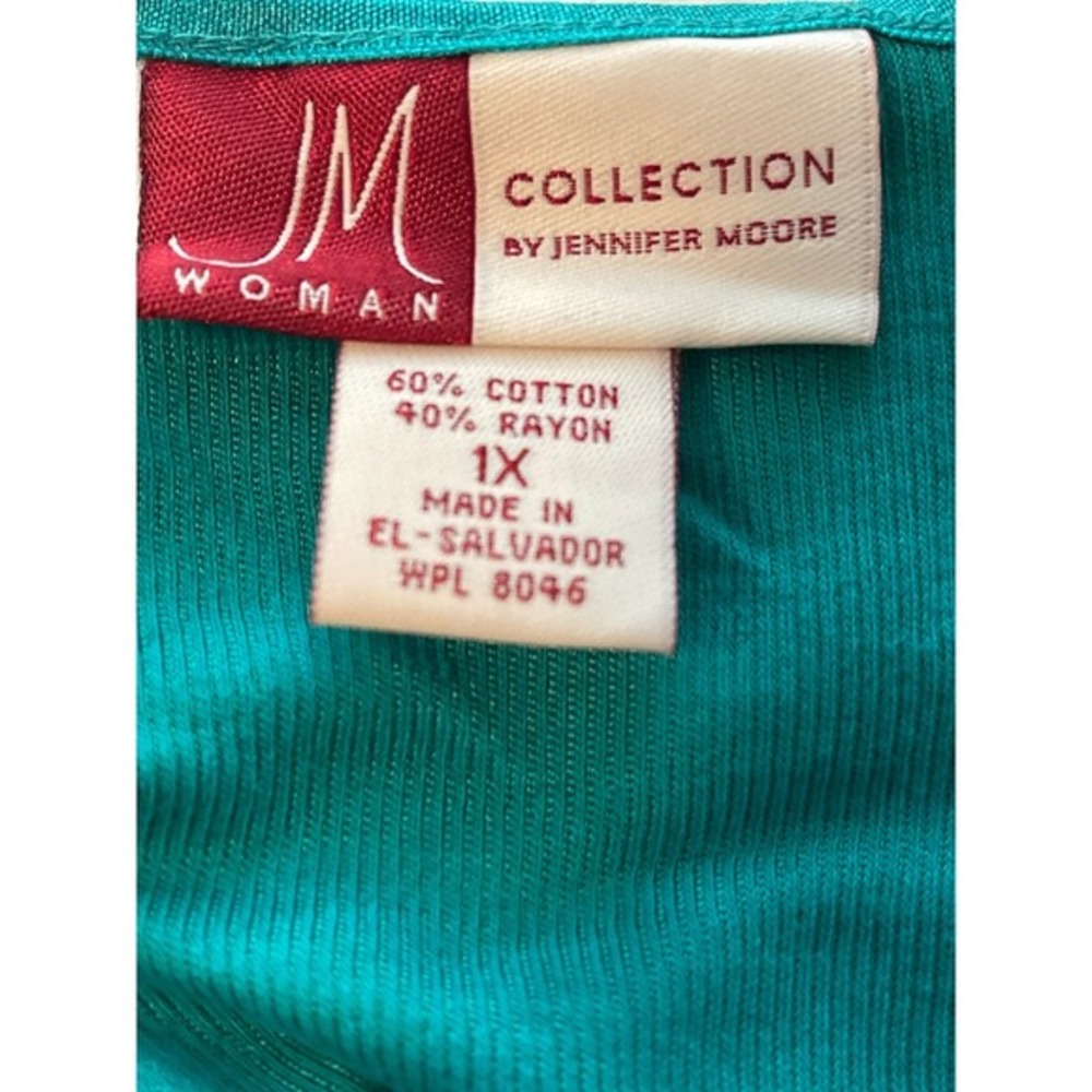 Teal Green Knit Top Plus Size 1X Short Sleeve Casual comfy southwestern - Picture 4 of 6